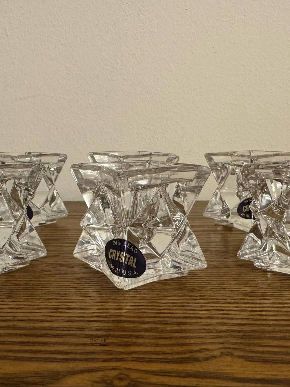 VTG Michael C Fina Fifth Avenue 24% Lead Crystal Star Taper Candle Holders (6)